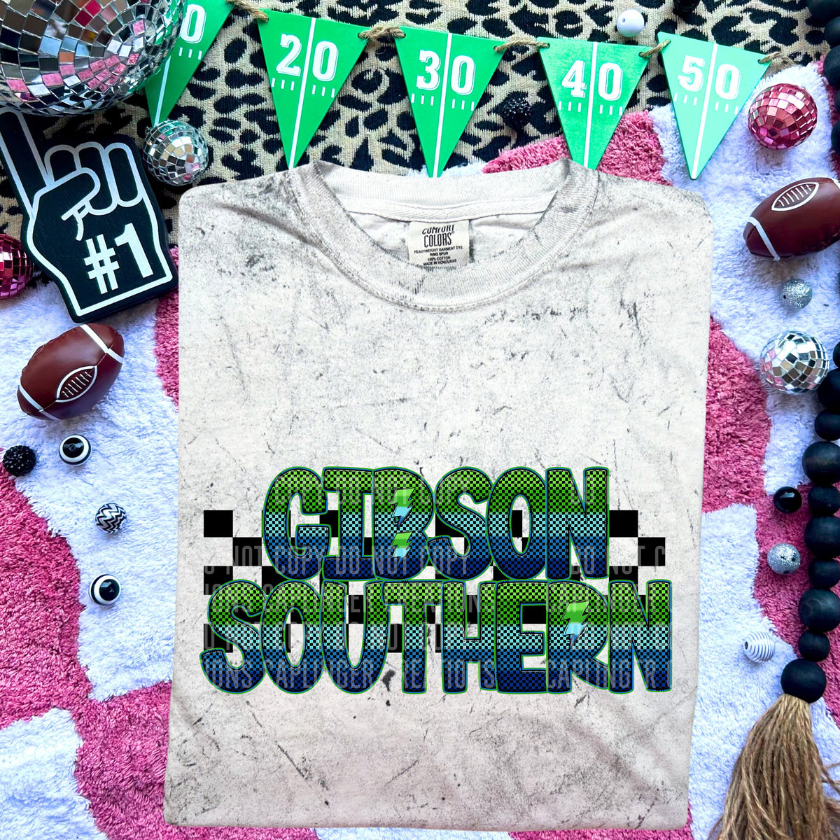 Gibson Southern Blue and Green Checkered (Caplinger) DTF transfer