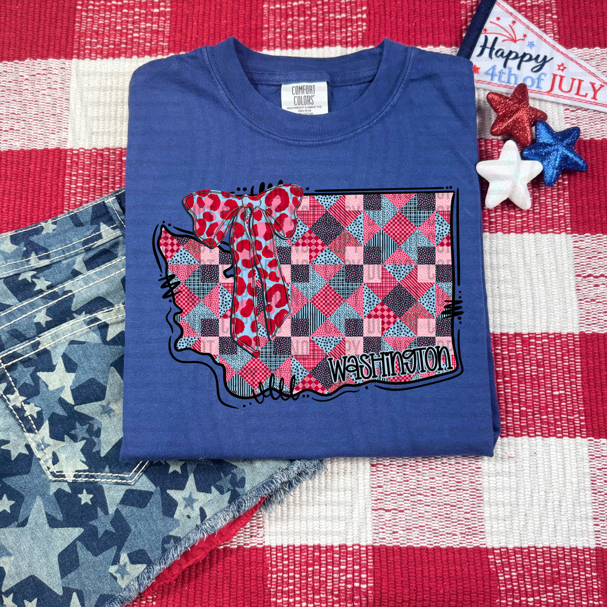 Washington RWB faux patchwork (Caplinger) dtf transfer
