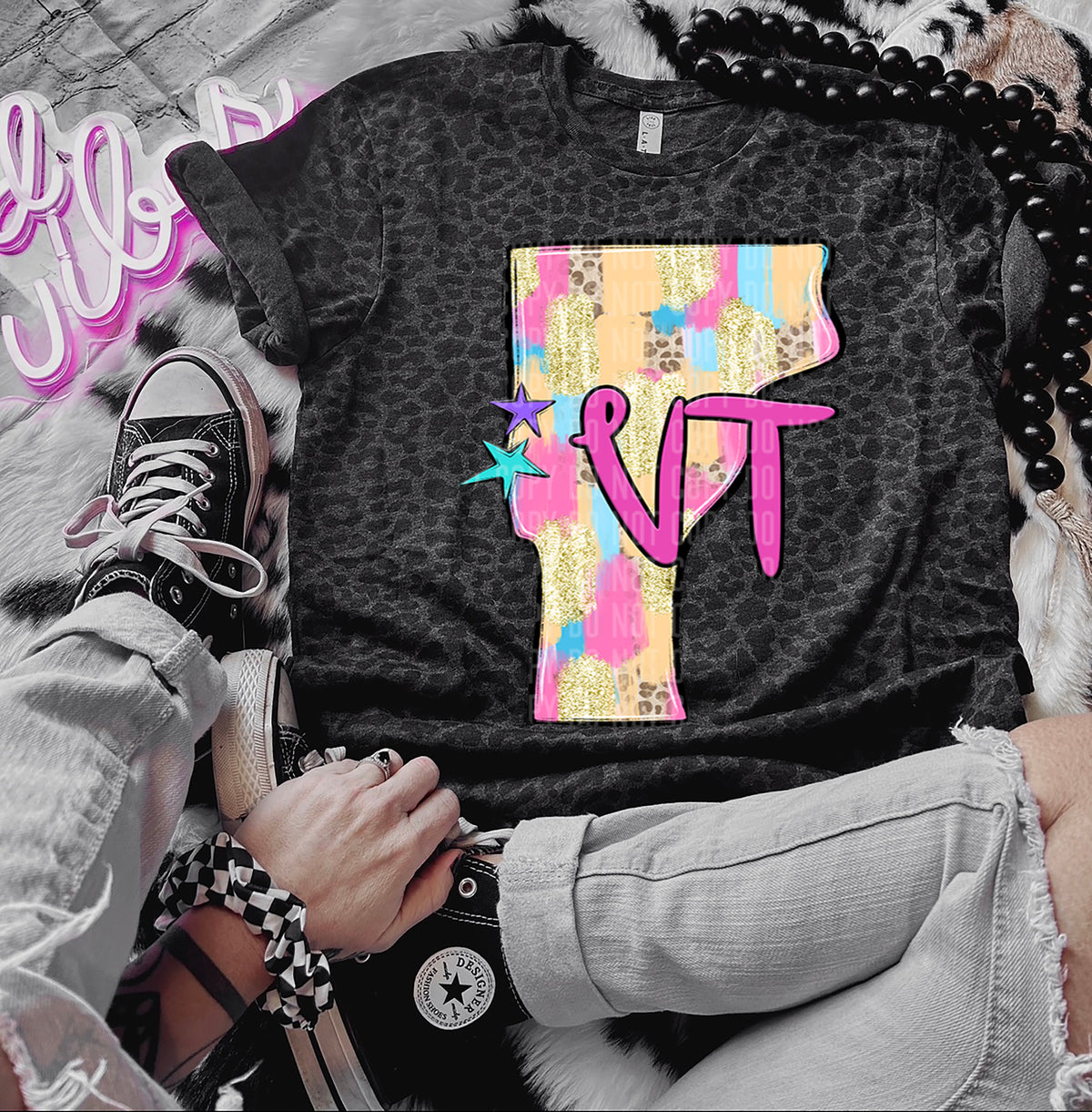 Pink and Gold Brushstroke States (CAPLINGER) DTF transfers