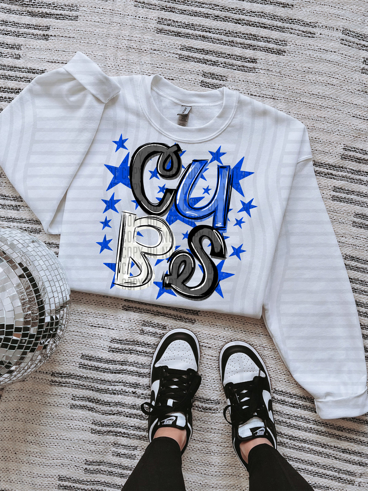cubs black and blue with blue stars (caplinger) DTF Transfer