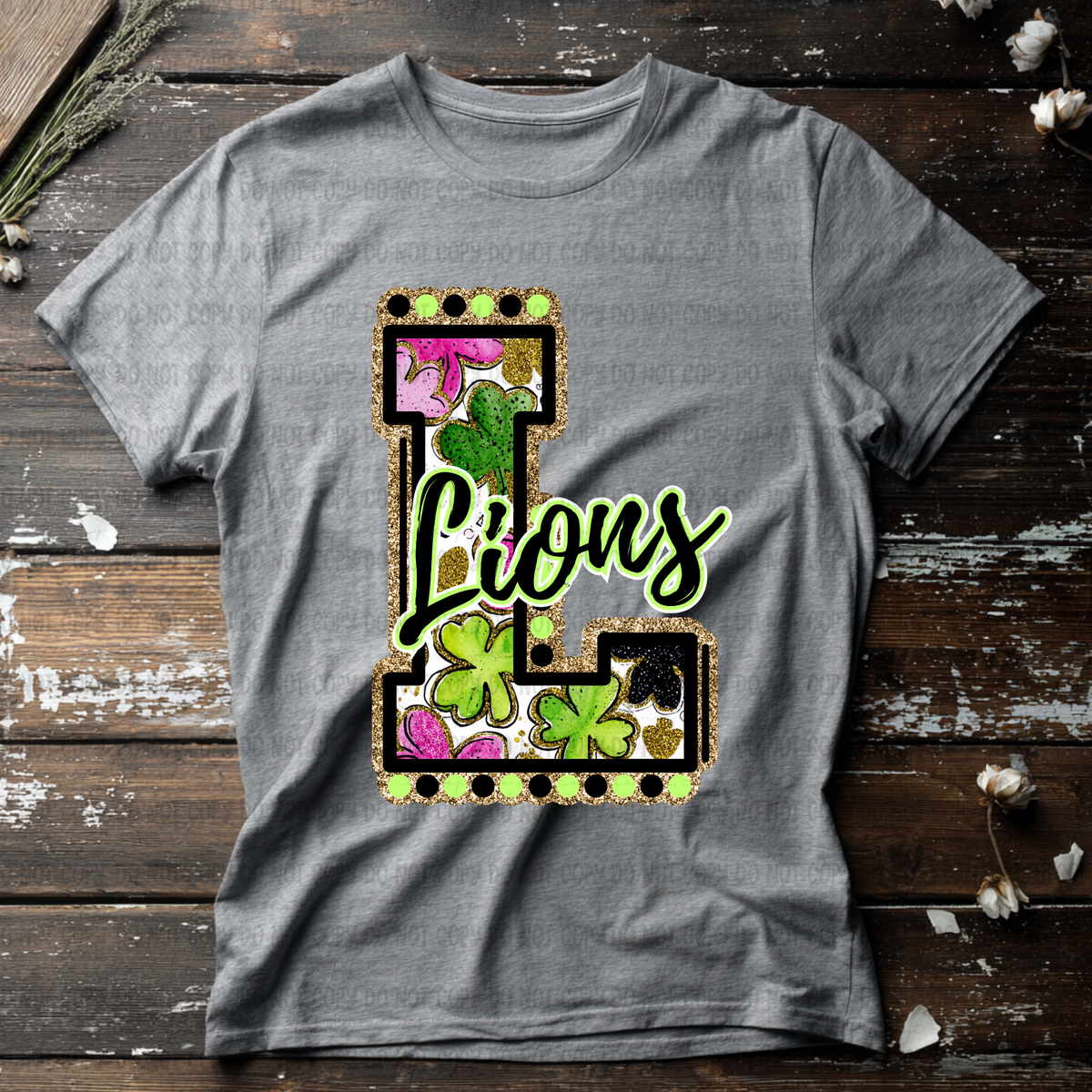 Lions letter St. Patrick's Day PINK (Revel) DTF Transfer