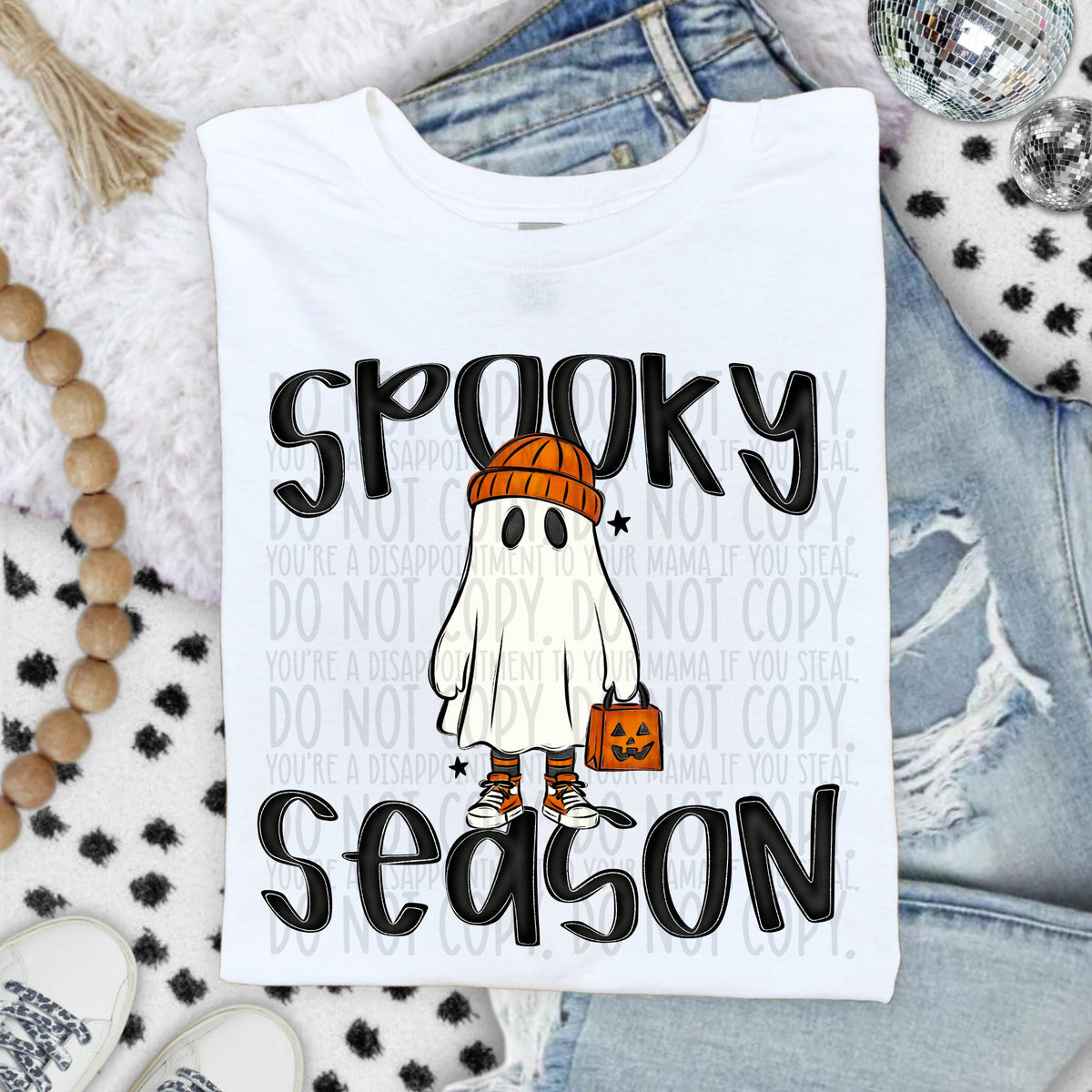 Spooky season orange ghost (SWD) 109418 DTF transfer
