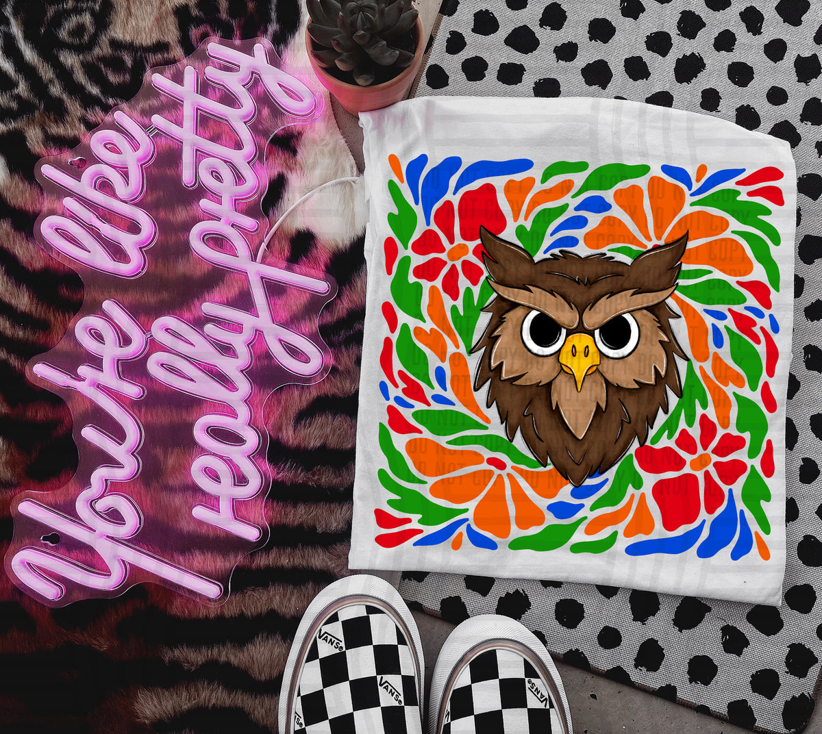 Owl Retro Floral (Caplinger) 101155 DTF transfer