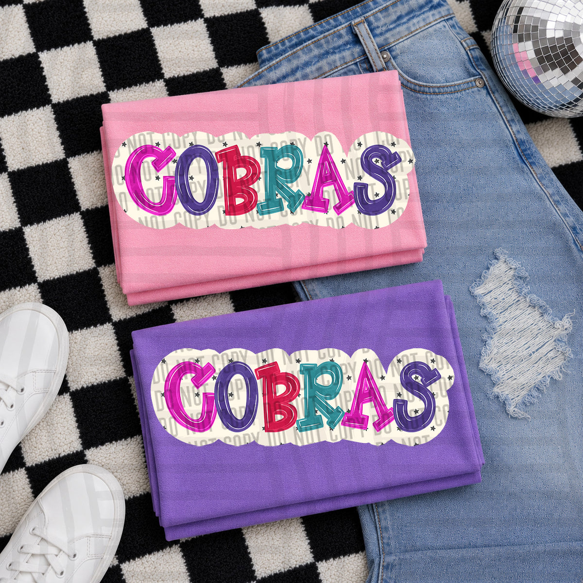 cobras bubble around letters with small stars (Caplinger) DTF Transfer