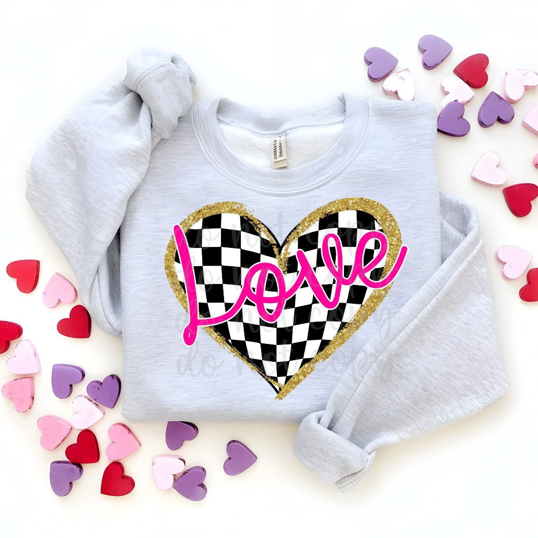 Love Checkered Heart (Parker) 72917 DTF Transfer