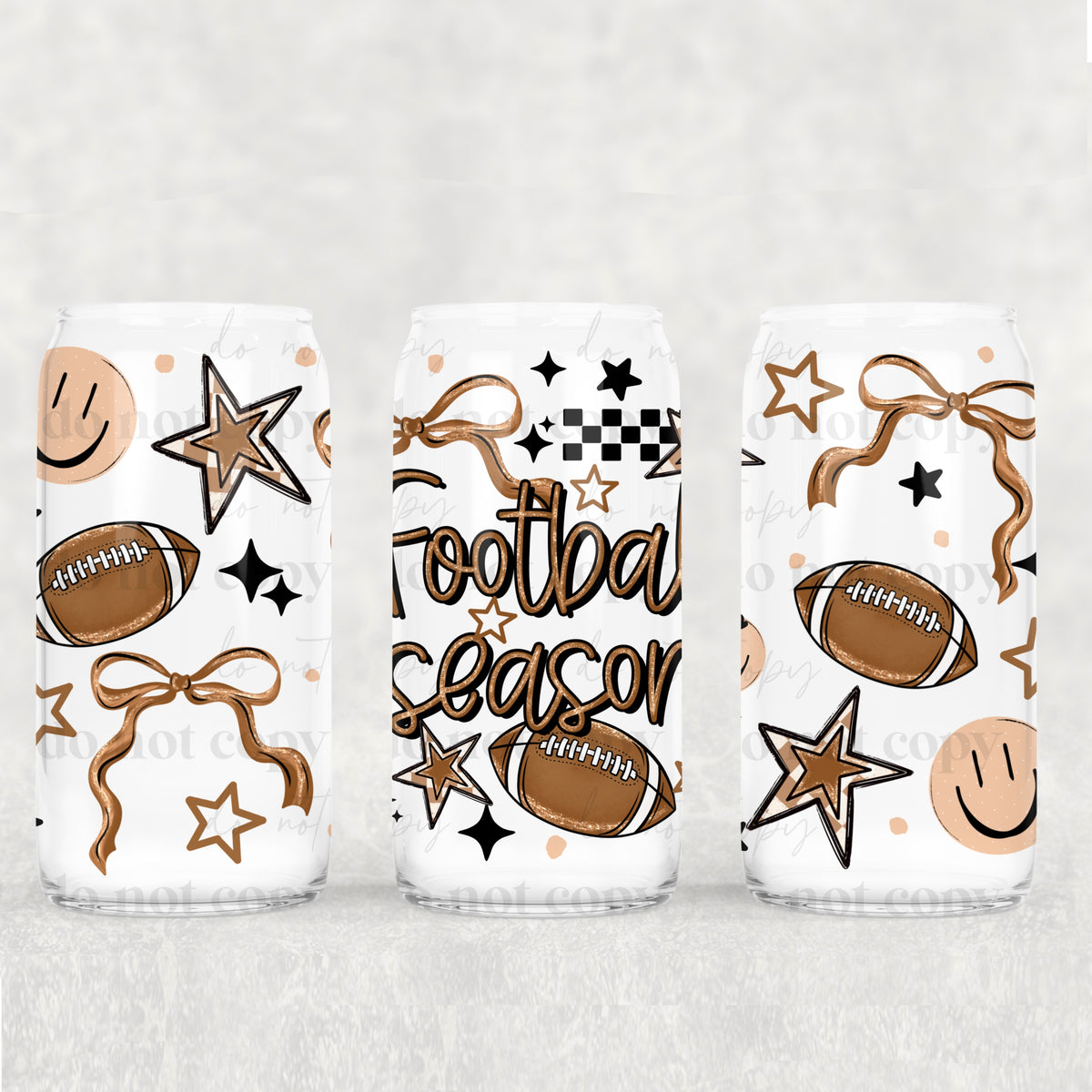 Football season football and bow (CSC) UV DTF WRAP