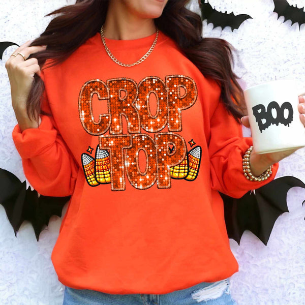 Crop top orange sequin (CITY) 60933 DTF transfer