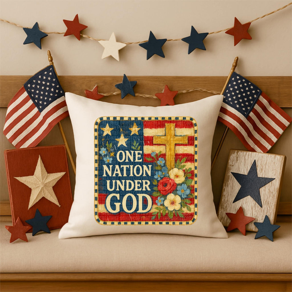 One nation under god flag background (SDD) 99252 DTF transfer