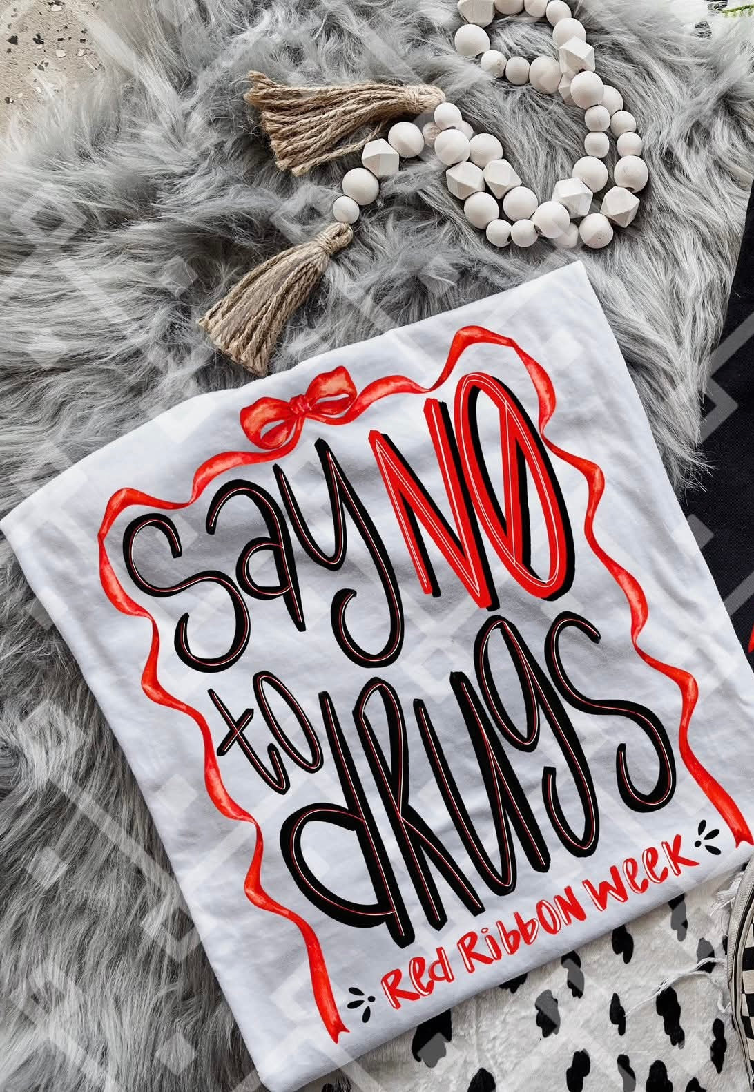 Say no to drugs bow black text (crafti) DTF transfer