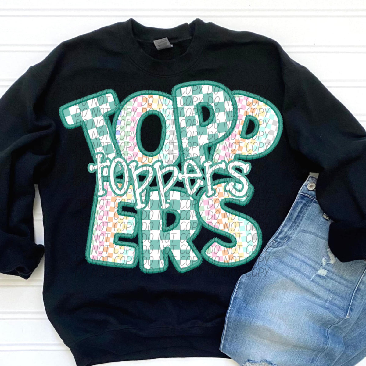 Toppers blue and colorful checkered (CITY) 85554 DTF transfer