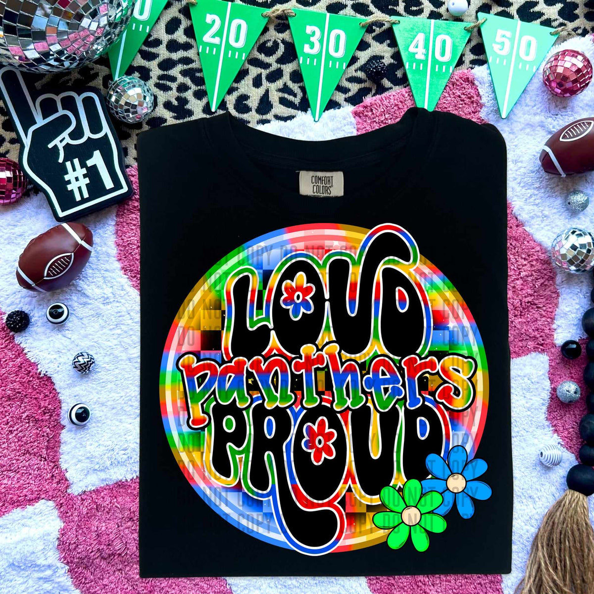 Loud proud panthers colorful checkered circle (caplinger) 53022 DTF transfer