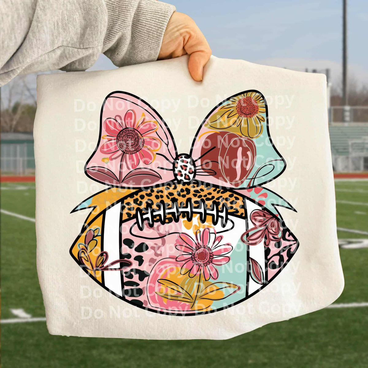 Abstract football with bow DTF transfer