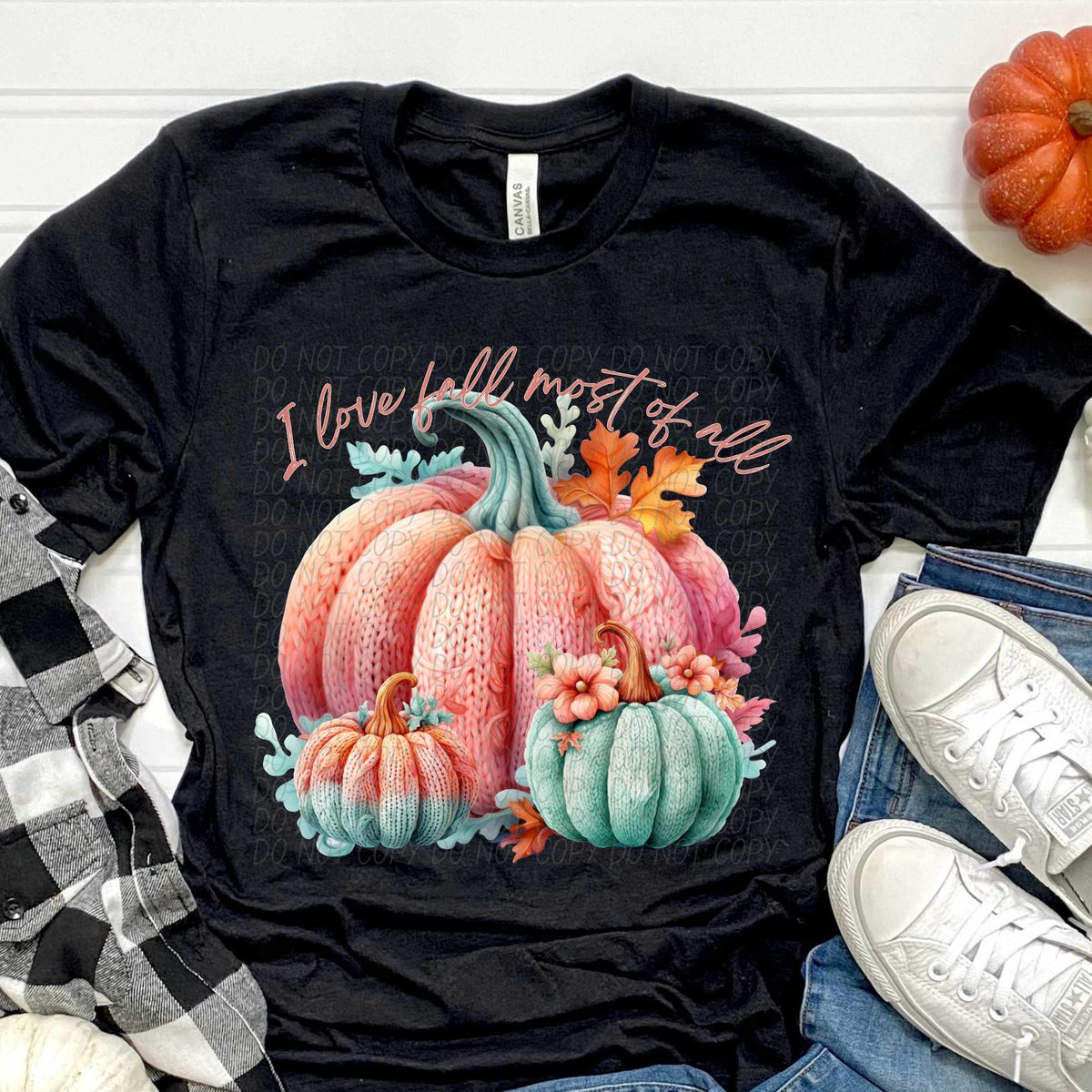 I love fall most of all crocheted pumpkins (CITY) 44365 DTF transfer