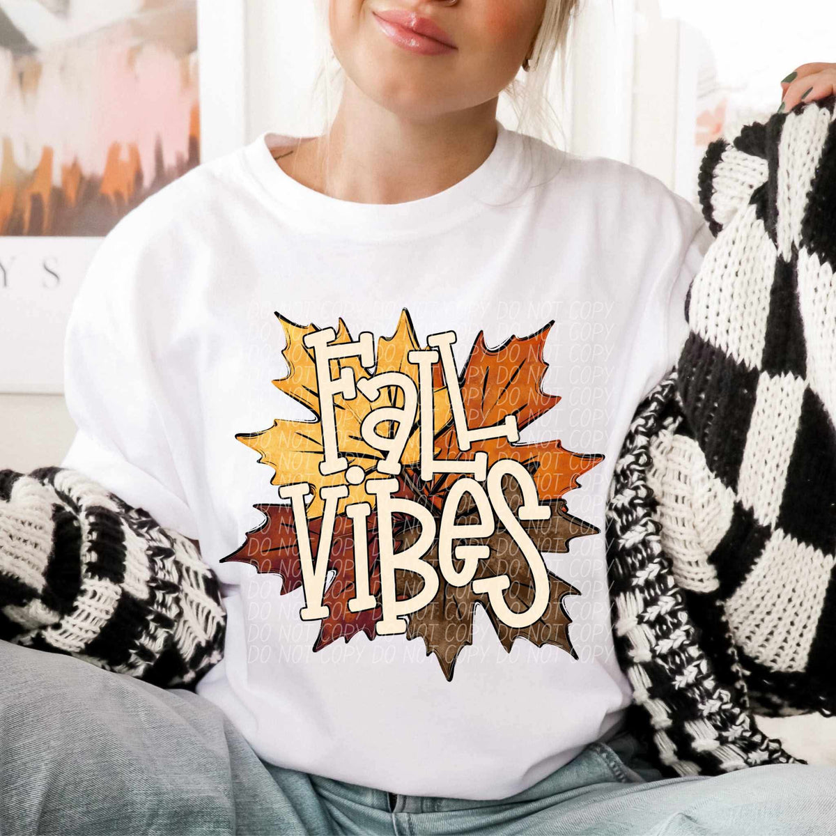 Fall vibes with leaves CITY DTF transfer