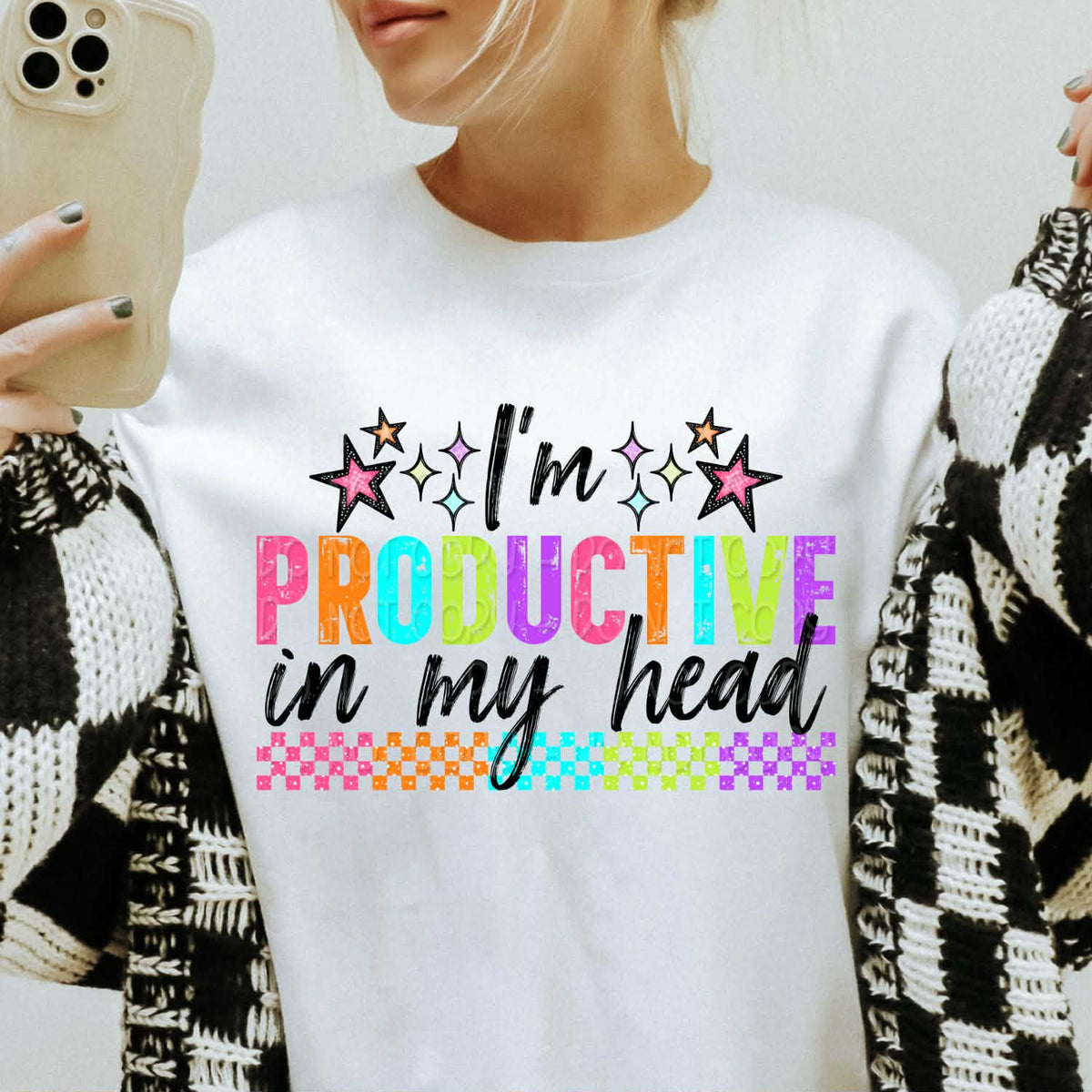 I’m productive in my head BLACK (DWS) DTF Transfer