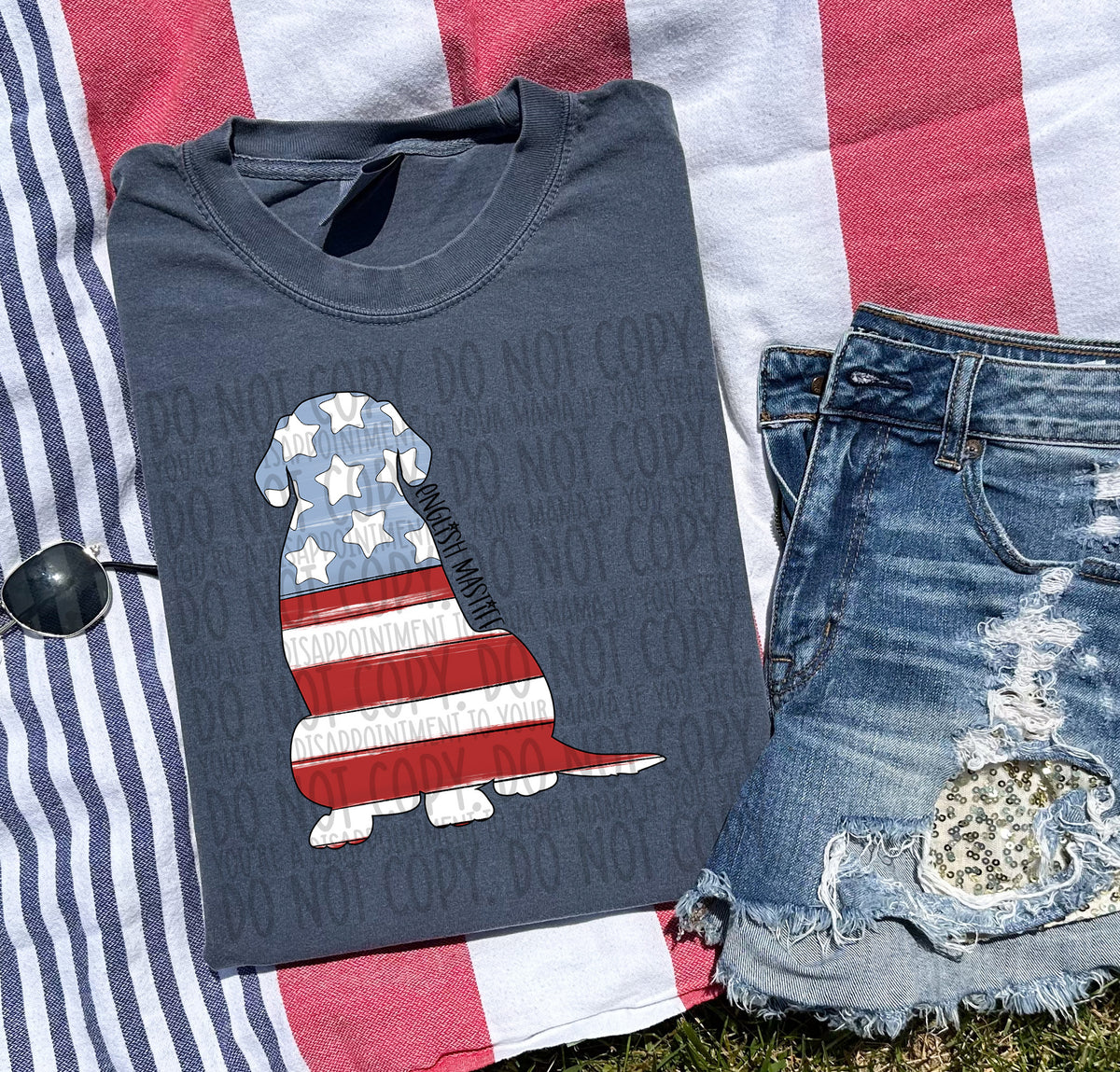 ENGLISH MASTIFF patriotic black font (SWD) DTF transfer