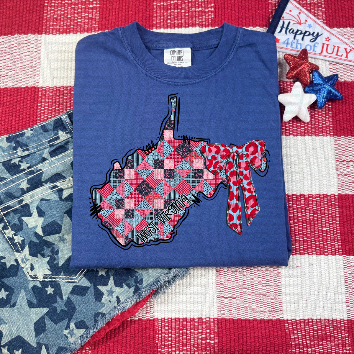 West Virginia RWB faux patchwork (Caplinger) dtf transfer