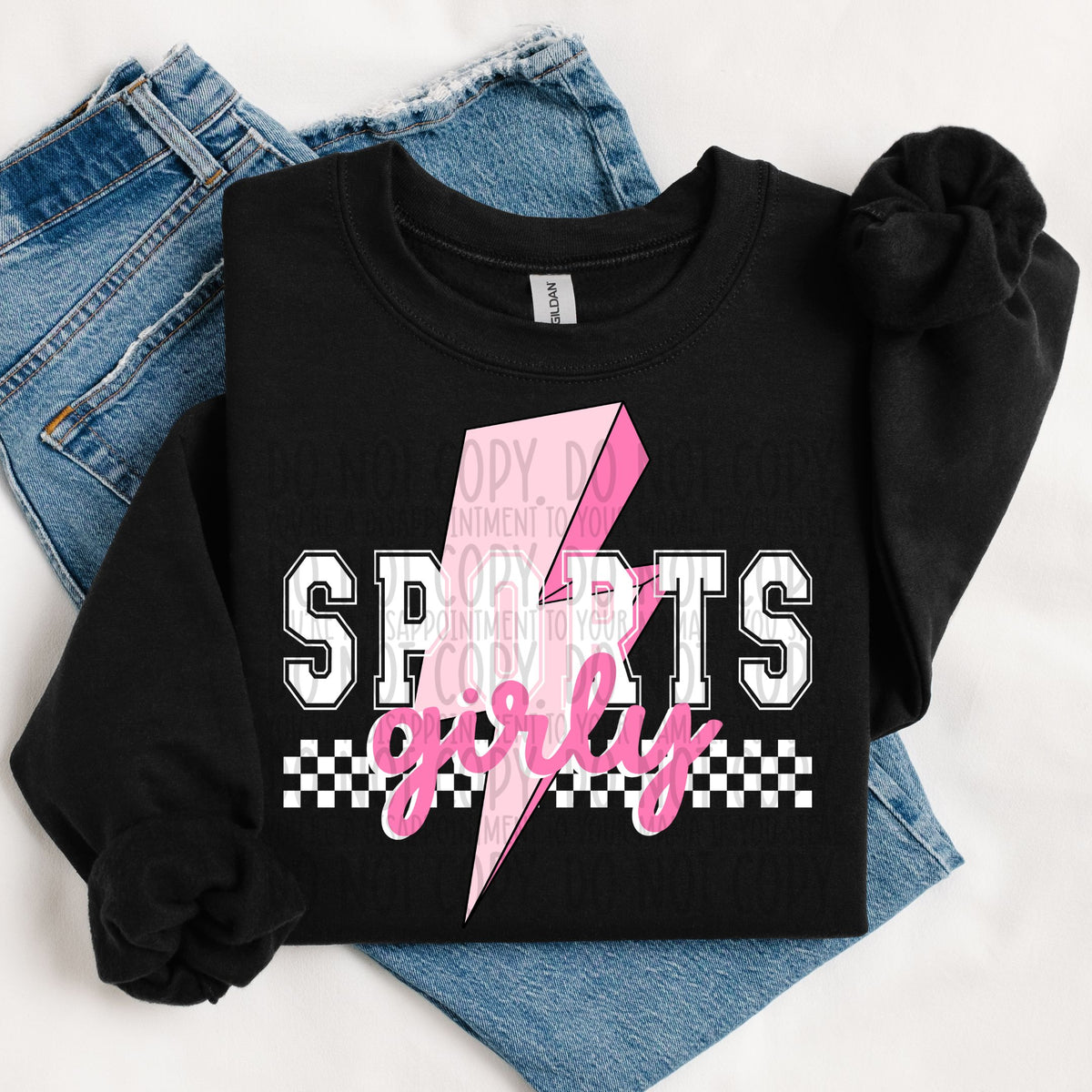 Sports girly Pink Checkered WHITE Font (SWD) DTF transfer