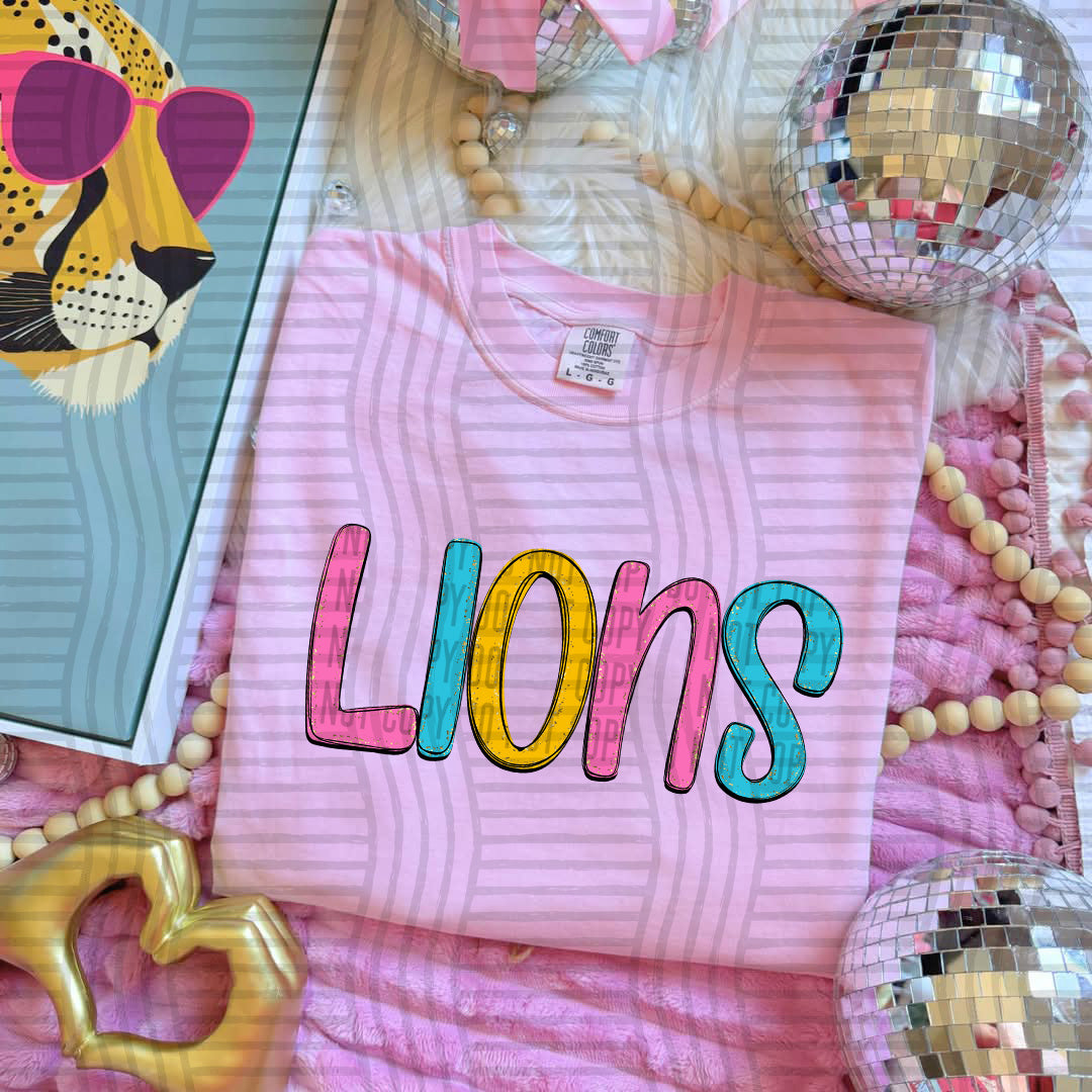 blue yellow and lions stacked (Caplinger) DTF Transfer