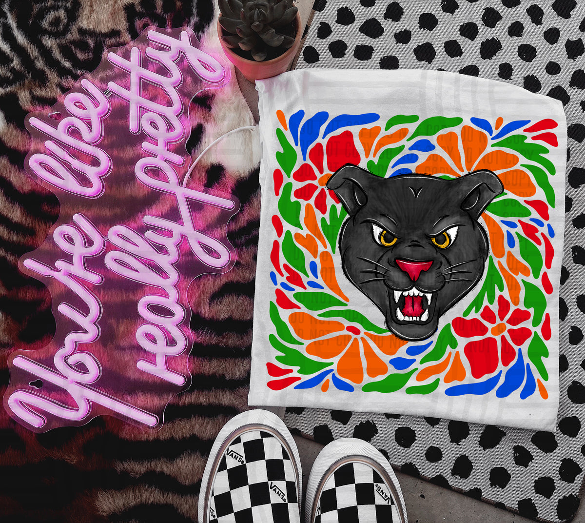 Panther Retro Floral (Caplinger) 101161 DTF transfer