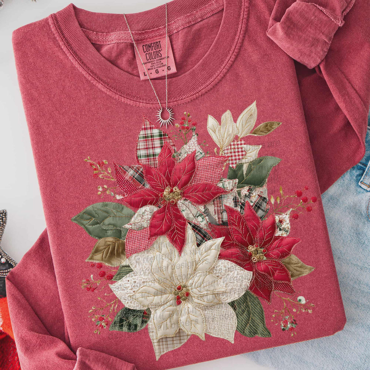 Faux Embroidery Christmas Florals (TTD) DTF Transfer