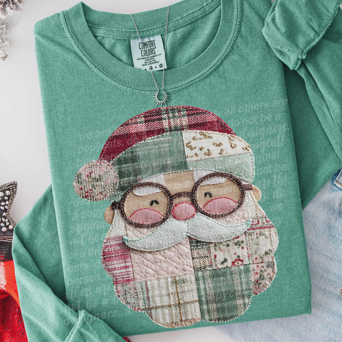 Faux Embroidery patchwork Santa (TTD) DTF Transfer