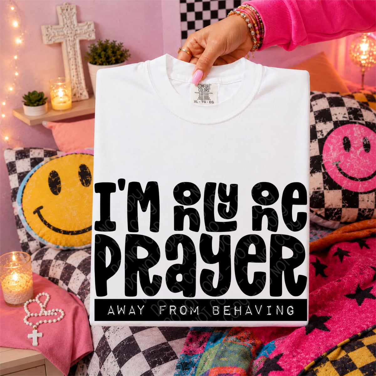 I’m only one prayer from behaving BLACK (DWS) DTF Transfer
