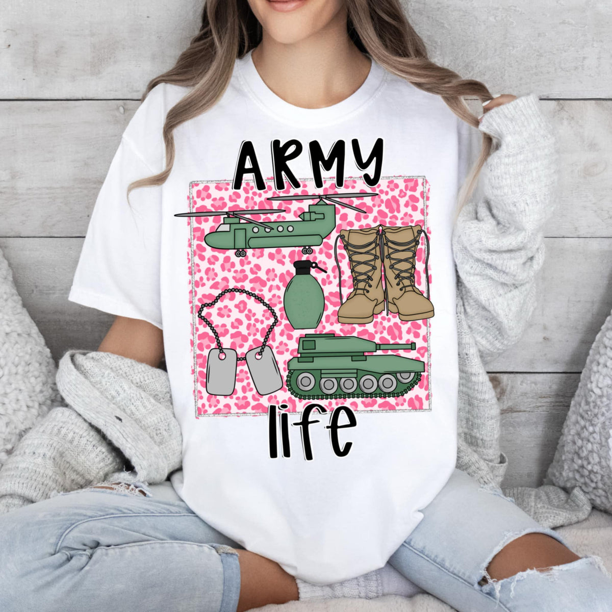 Army life pink leopard (CMD) 92170 DTF transfer
