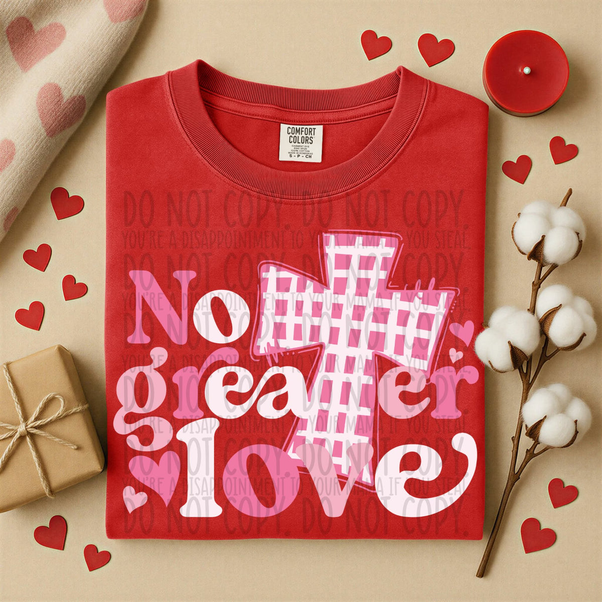 No greater love cross (pink red and white) (SWD) DTF transfer
