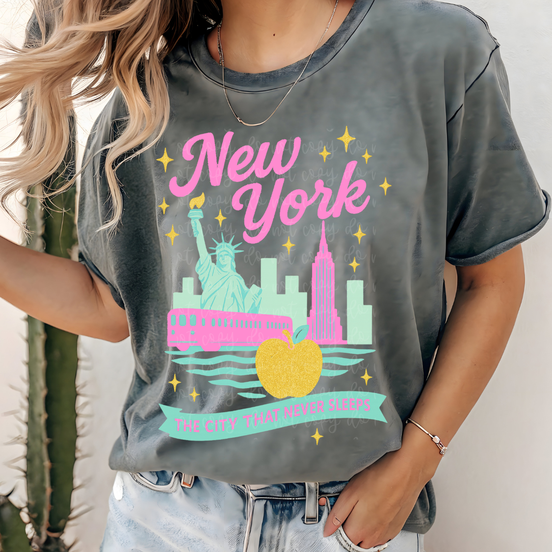 New York city blue and pink (PARKER) DTF transfer