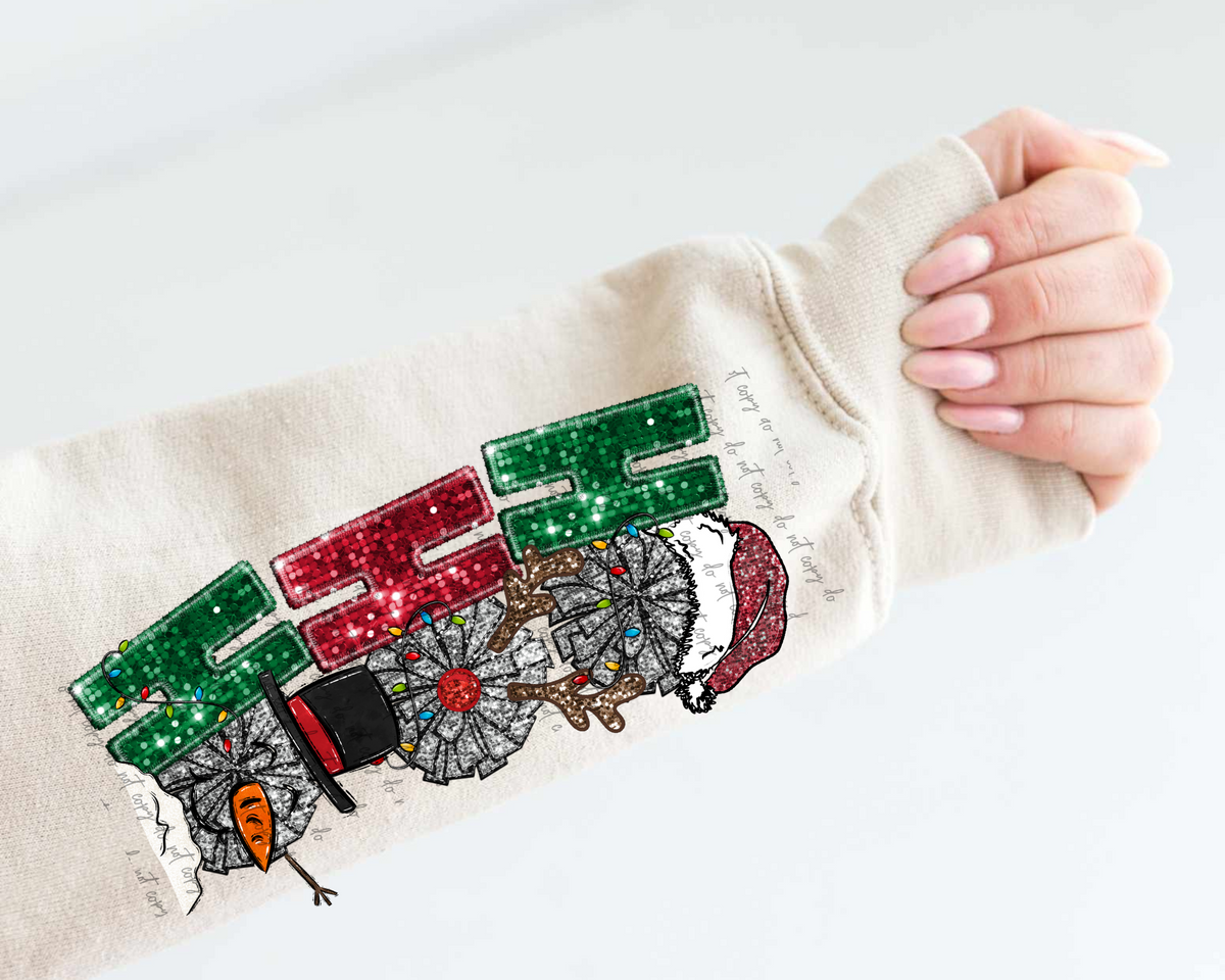 Ho Ho Ho Glitter cheer Sleeve 30362 DTF TRANSFER