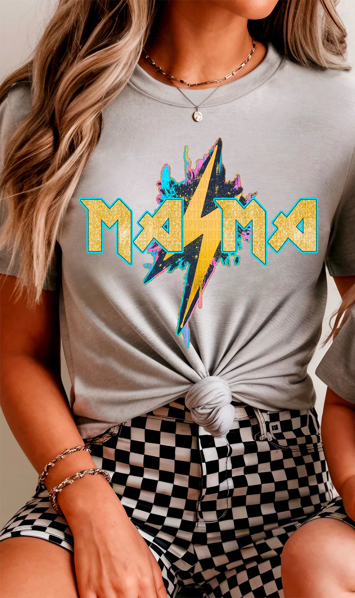 Mama yellow lightning bolt 97536 DTF transfer