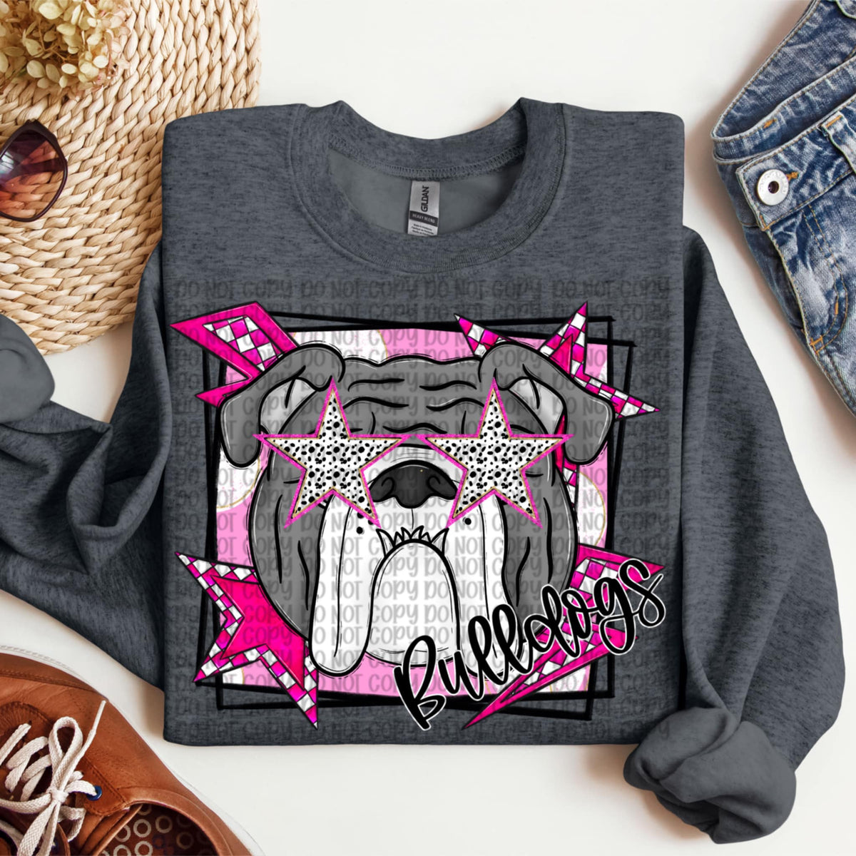 Bulldogs pink background (VP) 91979 DTF transfer