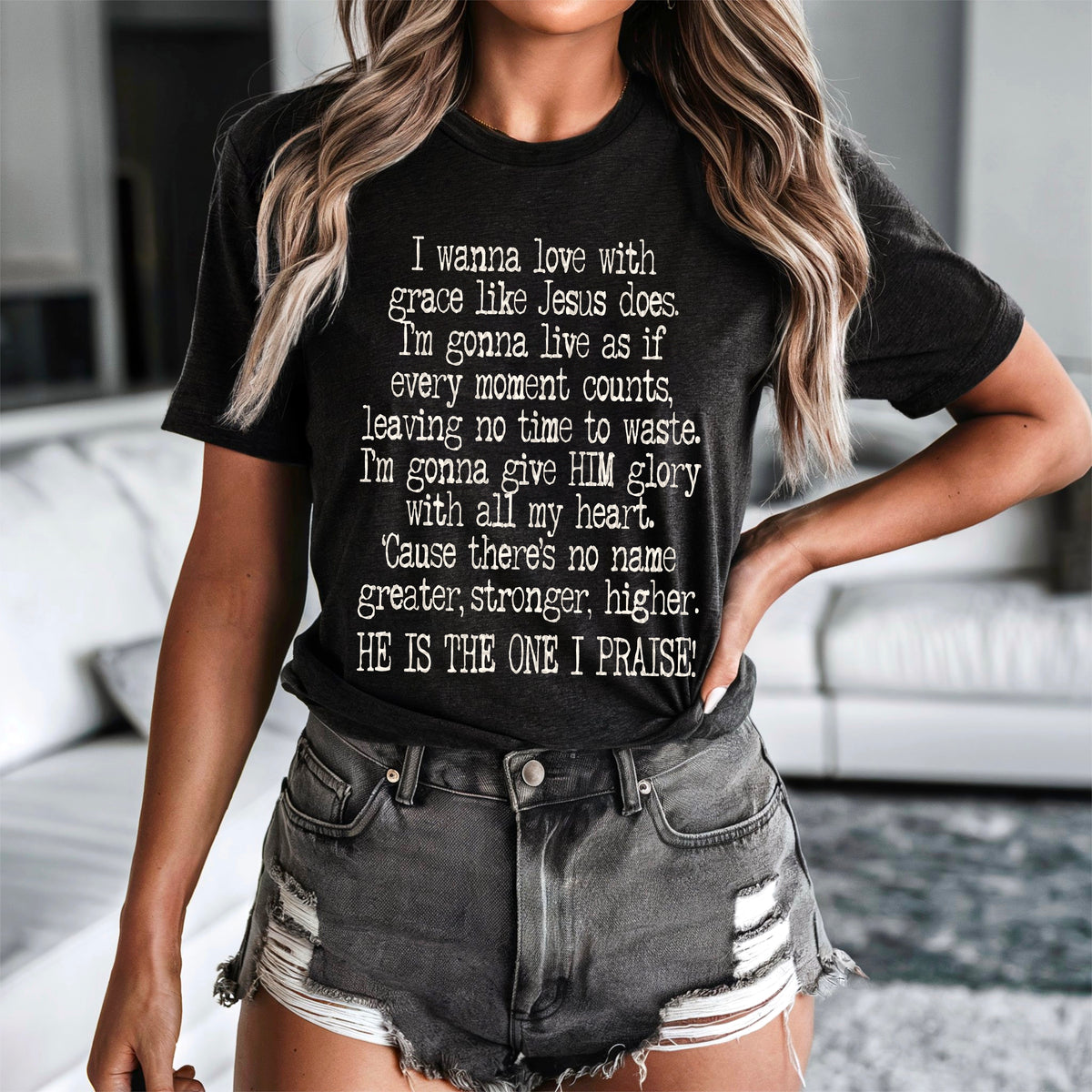 I wanna love with grace like Jesus does white font 93570 DTF transfer