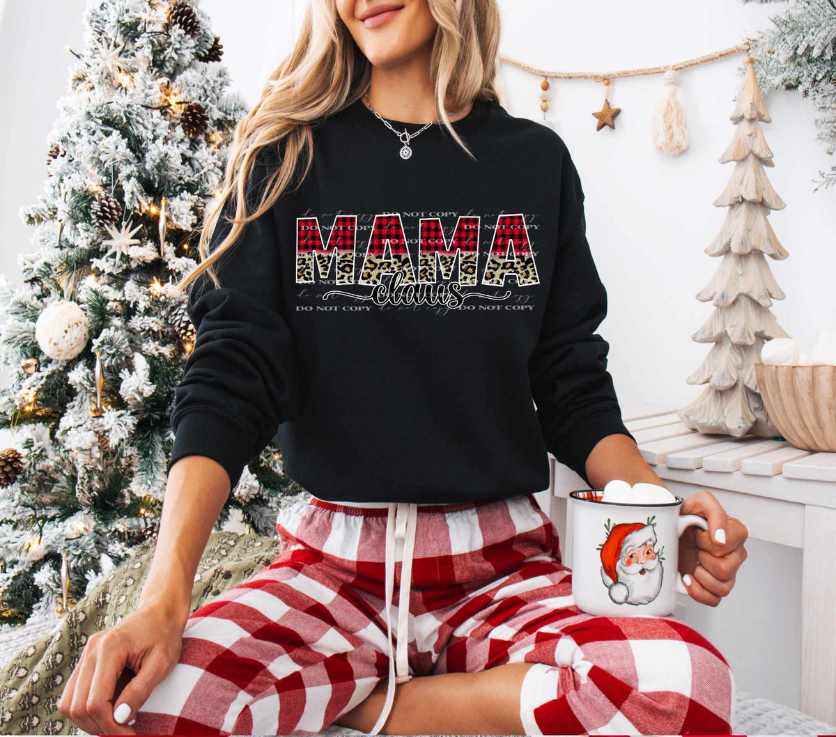 Mama claus plaid and leopard 70163 DTF transfer
