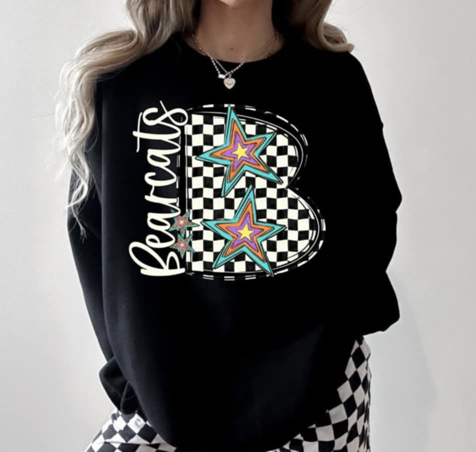 B bearcats checkered with stars (S&G) 87098 DTF transfer