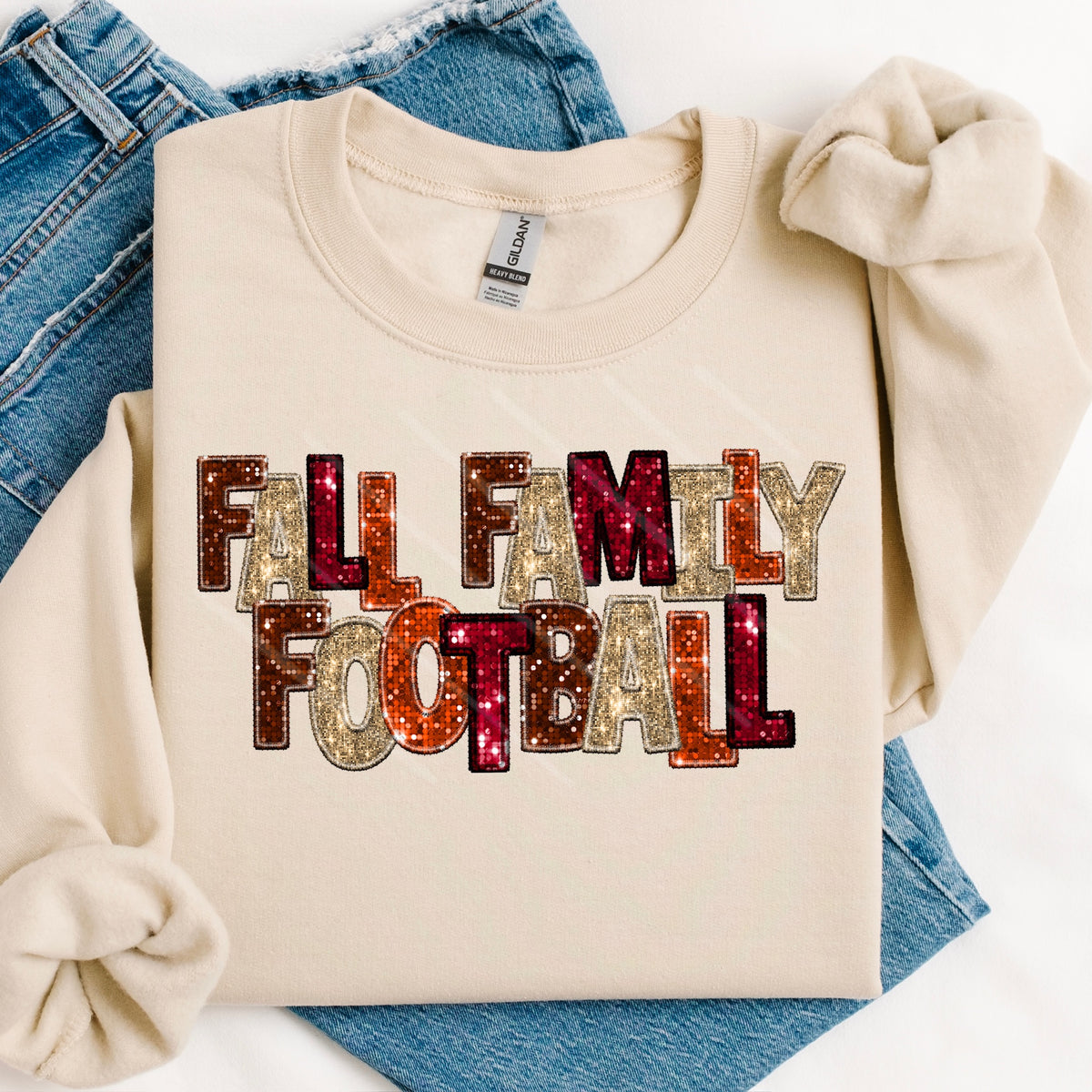 Fall Family Football faux sequins 111836 DTF transfer