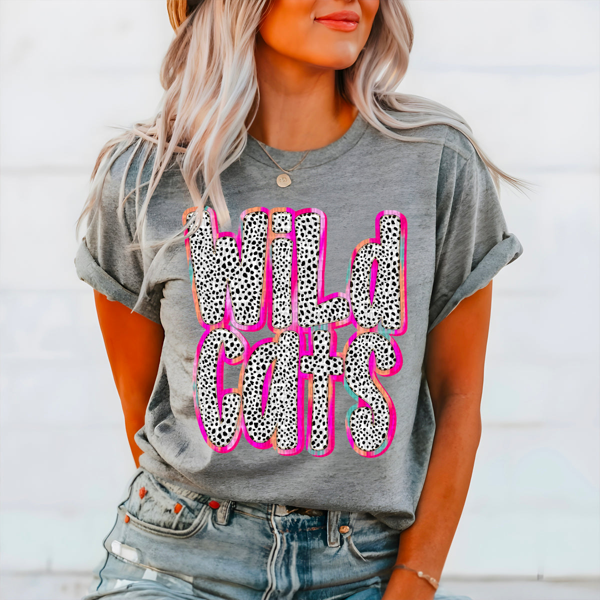 Wildcats Dalmatian filled pink outline 90484 DTF transfer
