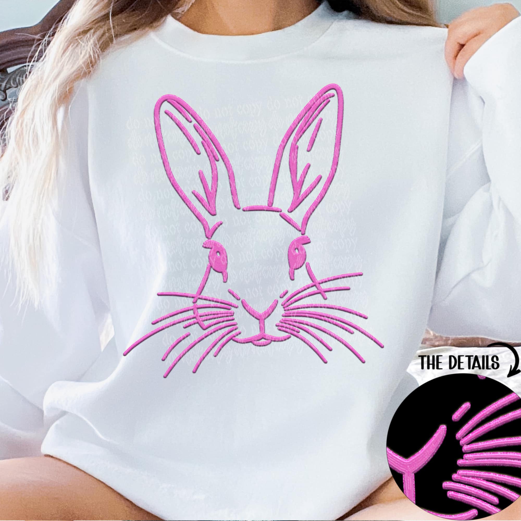 Pink bunny outline (TTD) 91553 DTF transfer – Mud & Grace Transfers