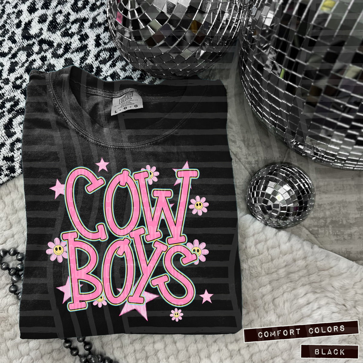 Cowboys Pink Flowers And Stars 104934 DTF transfer