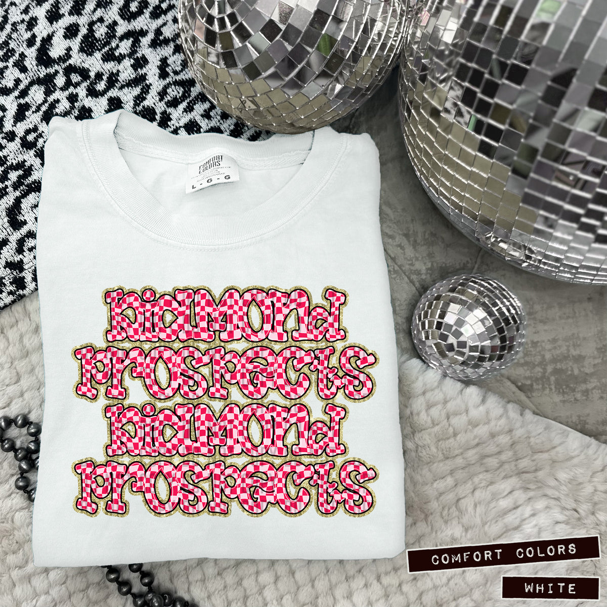 DIAMOND PROSPECTS stacked pink checkered (Caplinger) DTF transfer