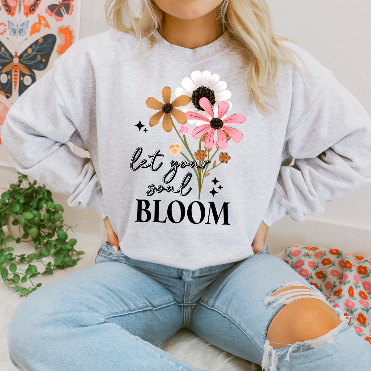Let your soul bloom flowers BLACK (CSC) DTF Transfer