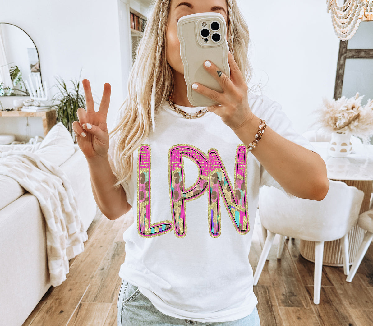 Pink and Leopard LPN (Caplinger) DTF transfer