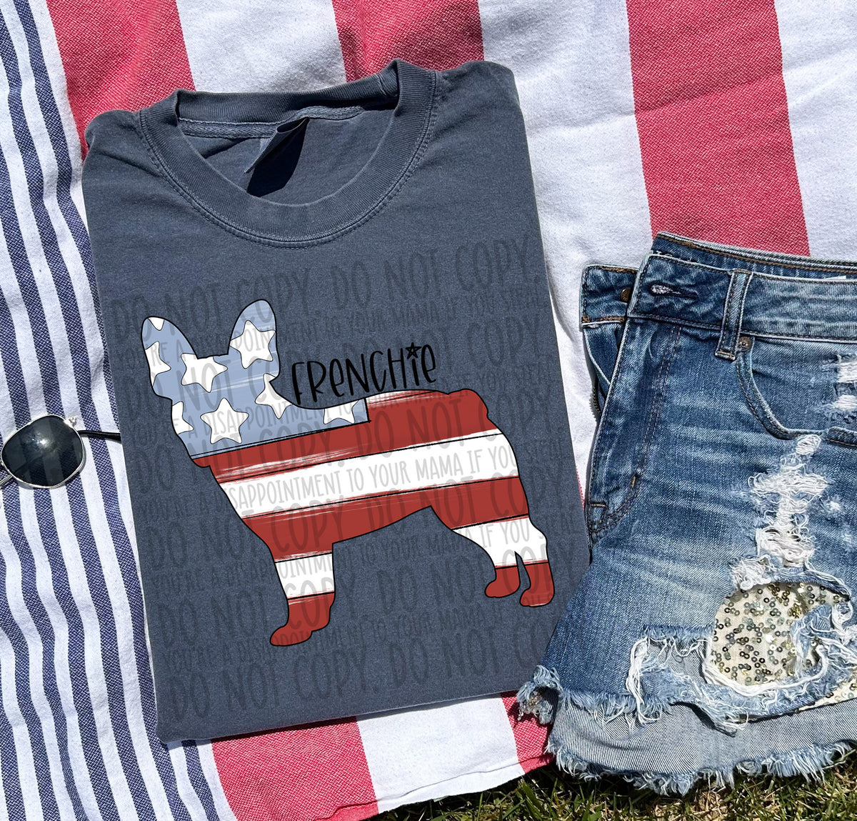 FRENCHIE patriotic black font (SWD) DTF transfer