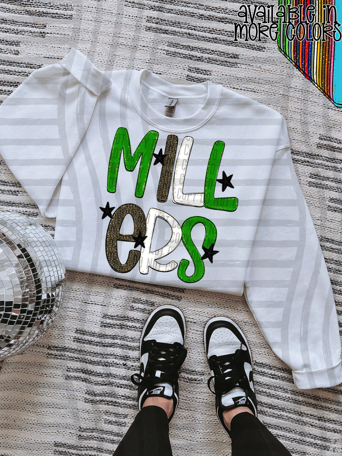 green, gray and white, millers stacked (Caplinger) DTF Transfer