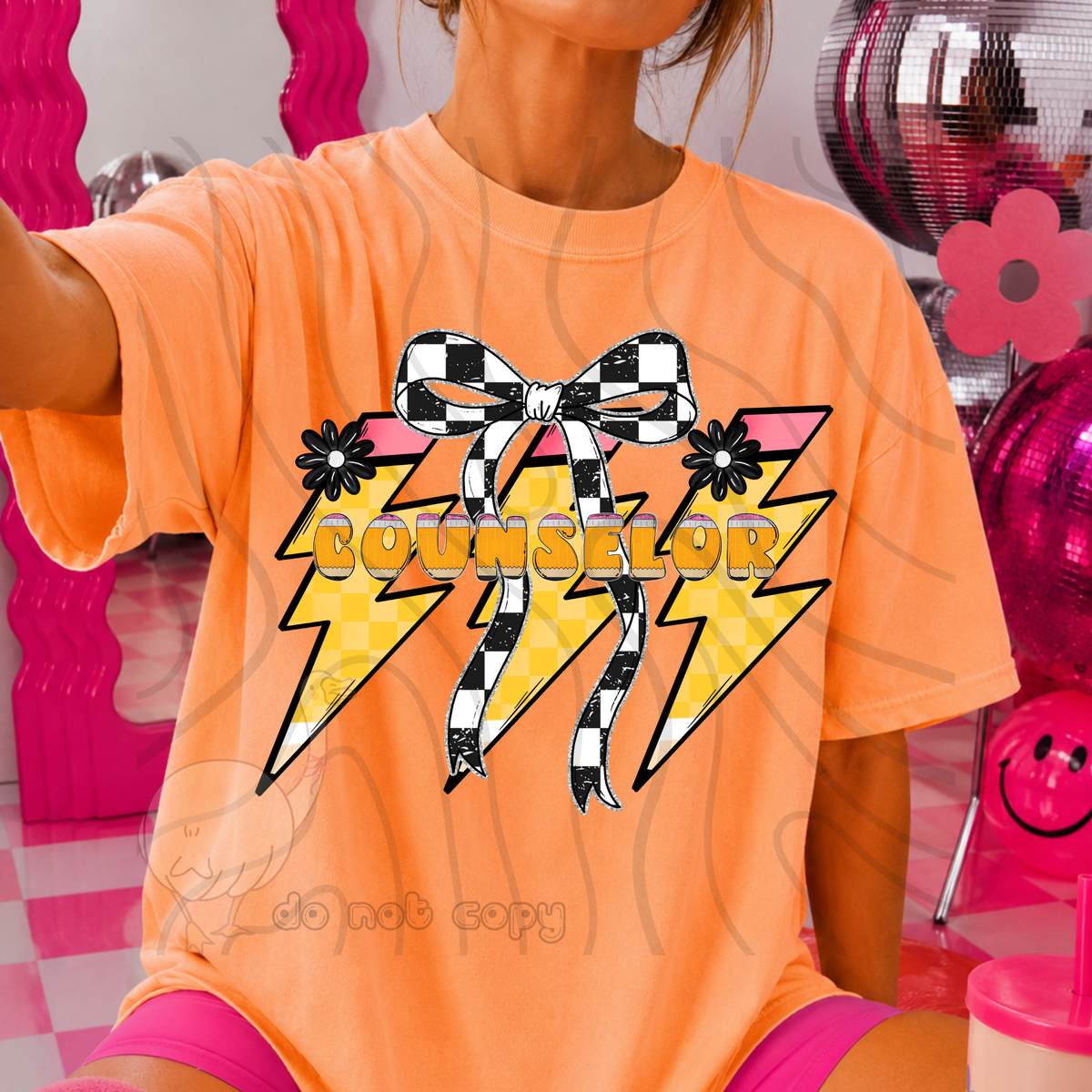 counselor 48 lightening bolt black/white bow occupation (dkdbk) DTF transfer