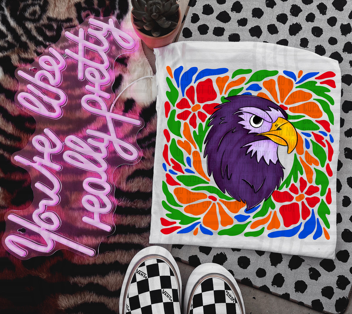 Purple Hawk Retro Floral (Caplinger) 101162 DTF transfer