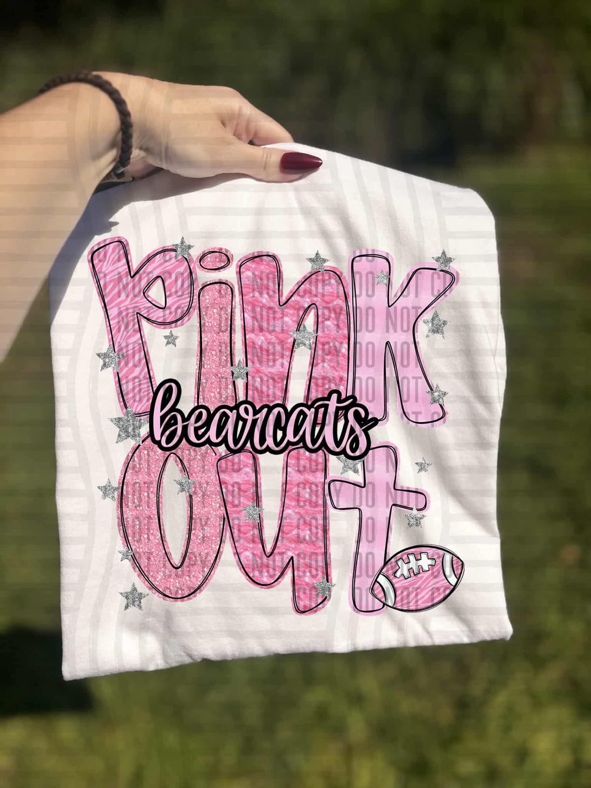 Pink out sparkles Bearcats (Caplinger) DTF transfer