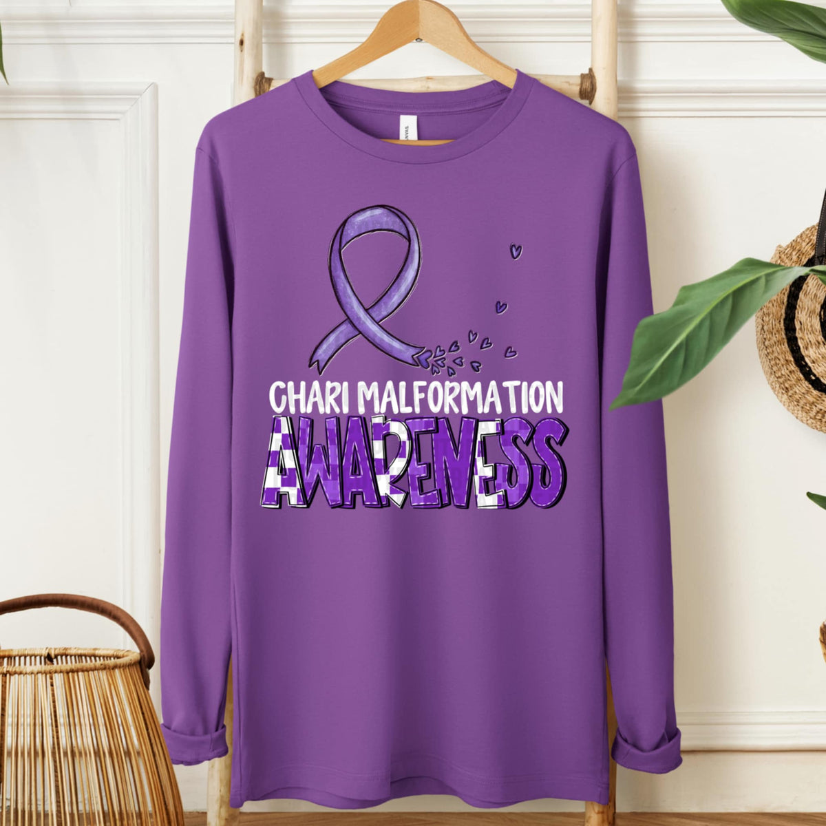 Chari Malformation awareness ribbon WHITE FONT (SDD) 107719 DTF transfer