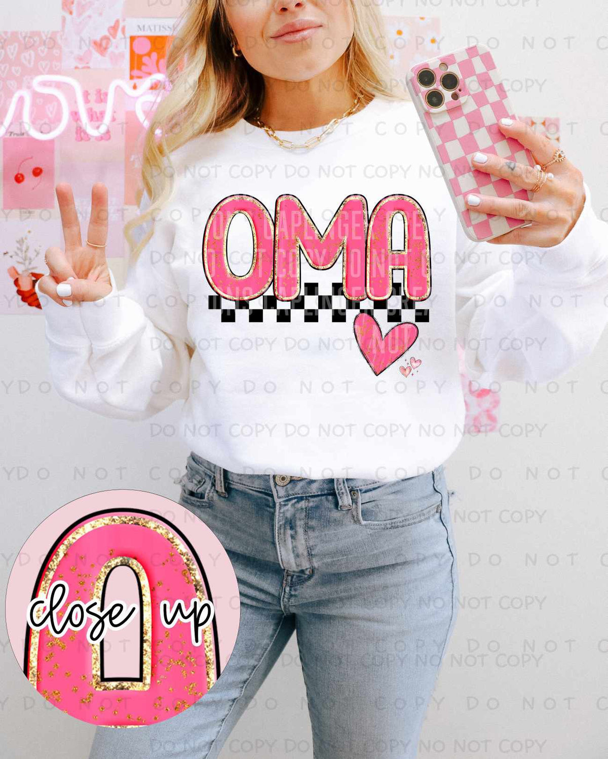 Oma pink and gold (ECHT) 84818 DTF transfer